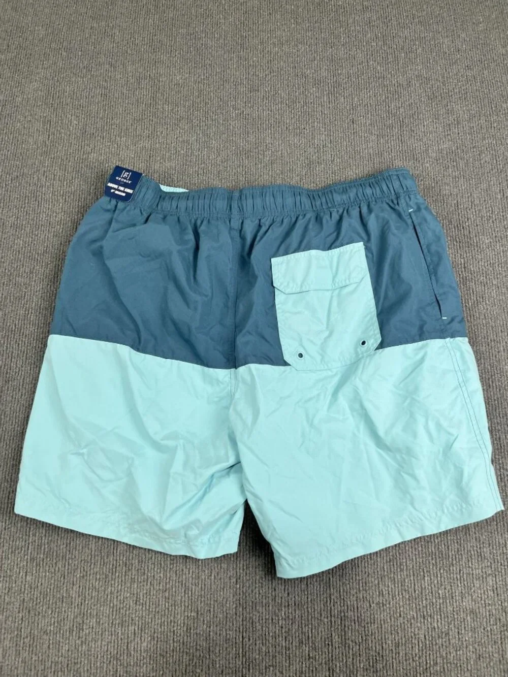 George Mens Blue Colorblock Elastic Waist Swim Trunks XL 40-42 NWT